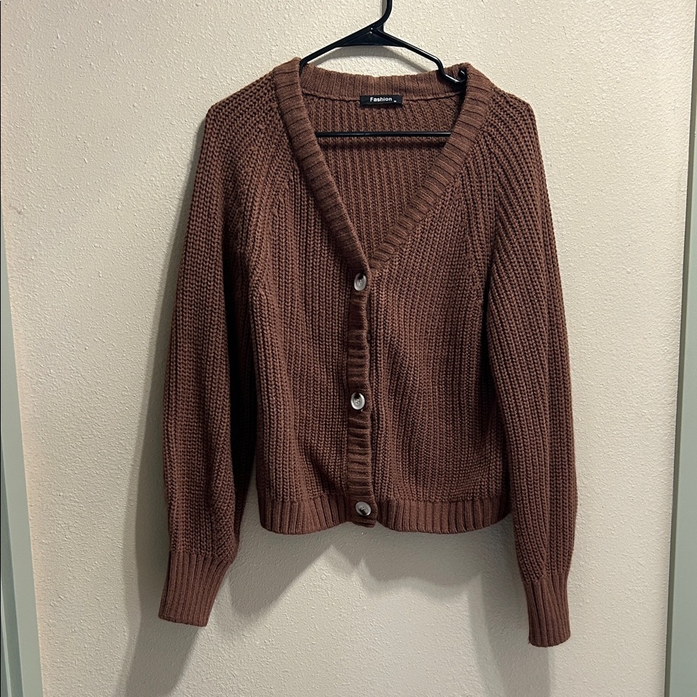 Brown Button-Up Women's Sweater
